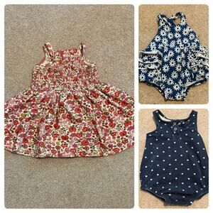 Alice & Ames 3-6mo Floral and Star Print Baby Dress Bundle